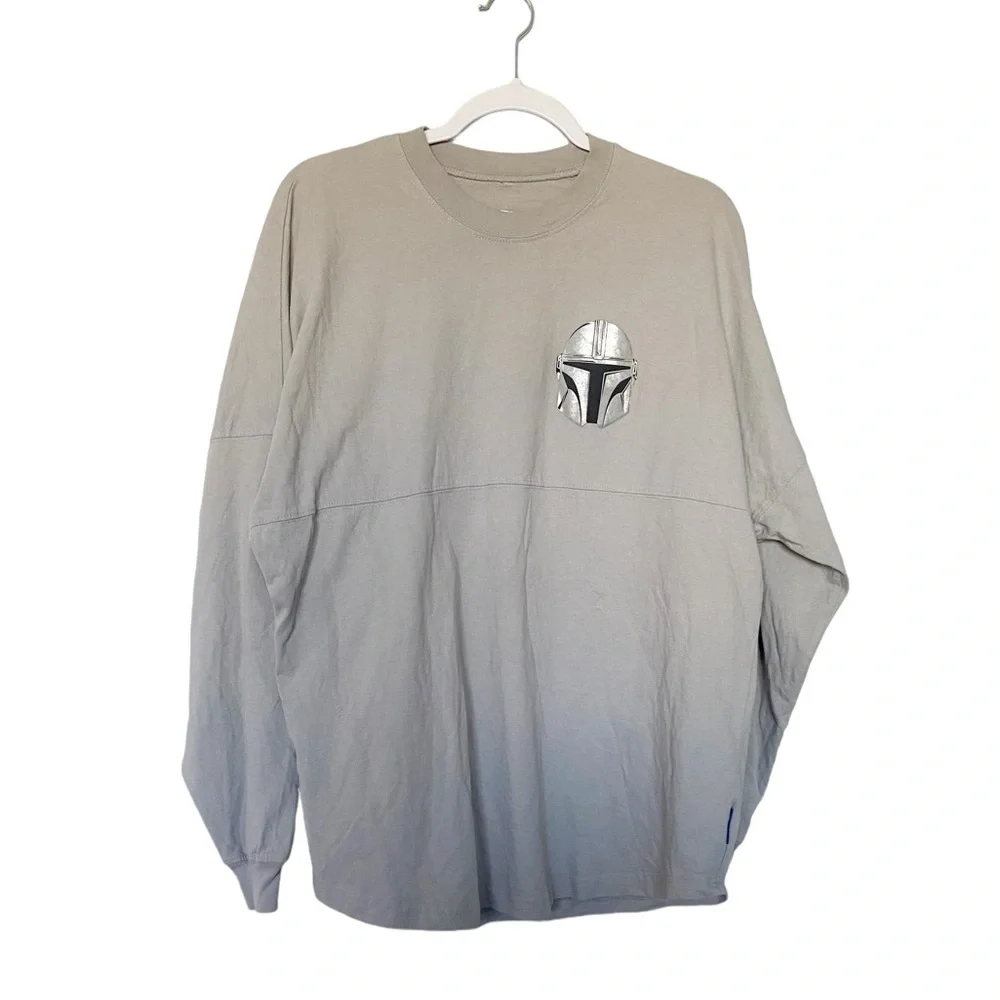 Disney Star Wars Mandalorian Chrome Spirit Jersey Gray/Silver Metallic Sz Large - Picture 4 of 10